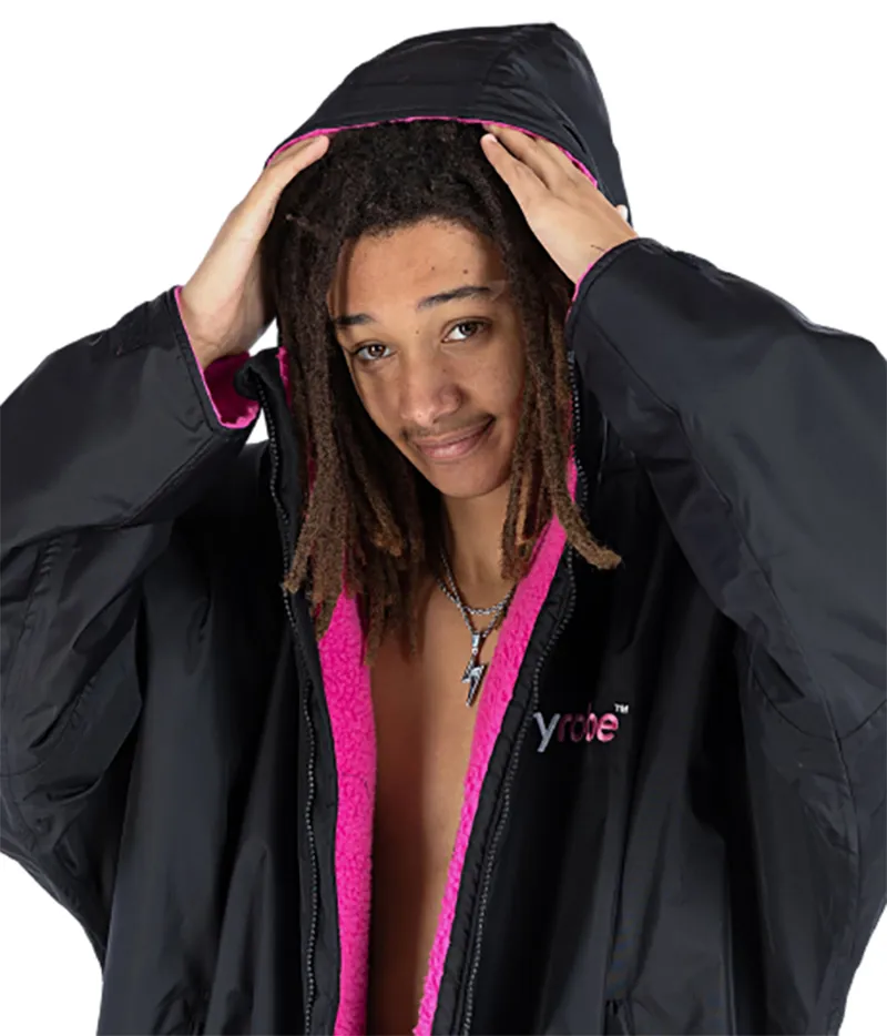 Dryrobe Adult Advance Long Sleeve Change Robe V3 Medium Black/Pink-4